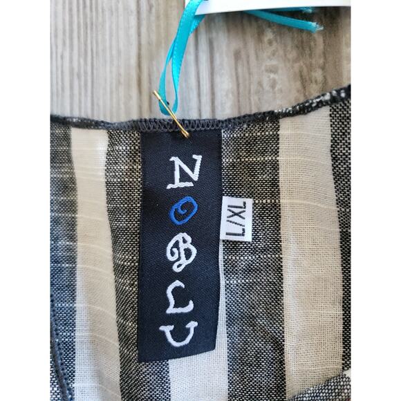 Noblu Alexandra Ilyin Brown & White Striped Dress Size XL Sleeveless Lagenlook - Picture 4 of 7